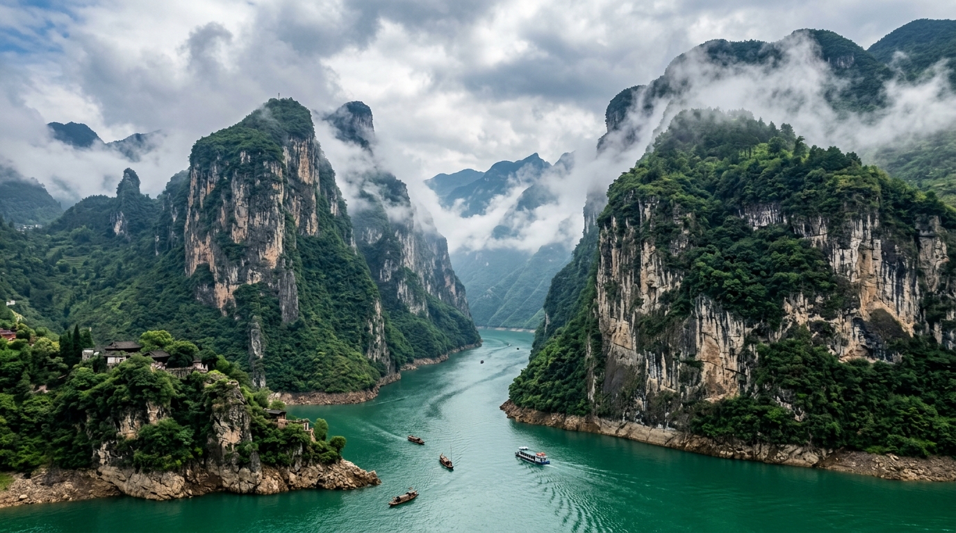 奉节夔门瞿塘峡长江壮景